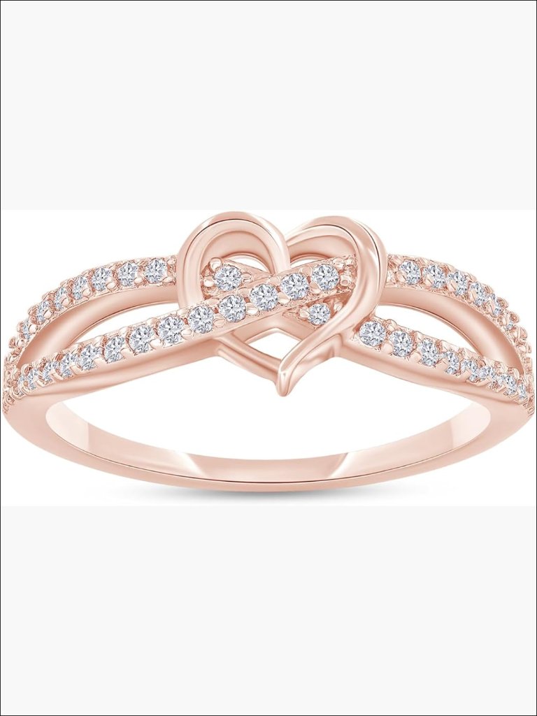 Moissanite Infinity Criss Cross Heart Promise Ring 18k Gold Plated